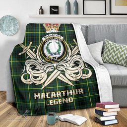 ScotsTee Shop Scottish MacArthur Modern Clan Crest Tartan Blanket The Golden Sword of Courageous Legacy Blanket