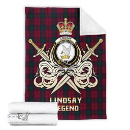 ScotsTee Shop Scottish Lindsay Clan Crest Tartan Blanket The Golden Sword of Courageous Legacy Blanket