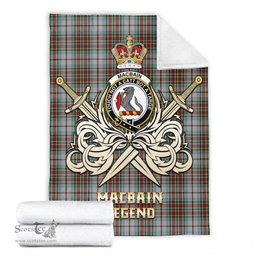 ScotsTee Shop Scottish MacBain Dress Clan Crest Tartan Blanket The Golden Sword of Courageous Legacy Blanket