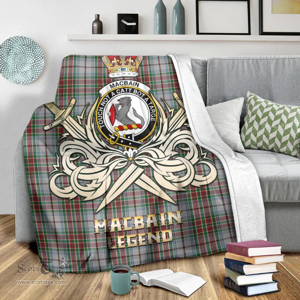 ScotsTee Shop Scottish MacBain Dress Clan Crest Tartan Blanket The Golden Sword of Courageous Legacy Blanket