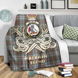 ScotsTee Shop Scottish MacBain Dress Clan Crest Tartan Blanket The Golden Sword of Courageous Legacy Blanket