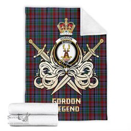 ScotsTee Shop Scottish Gordon Red Clan Crest Tartan Blanket The Golden Sword of Courageous Legacy Blanket