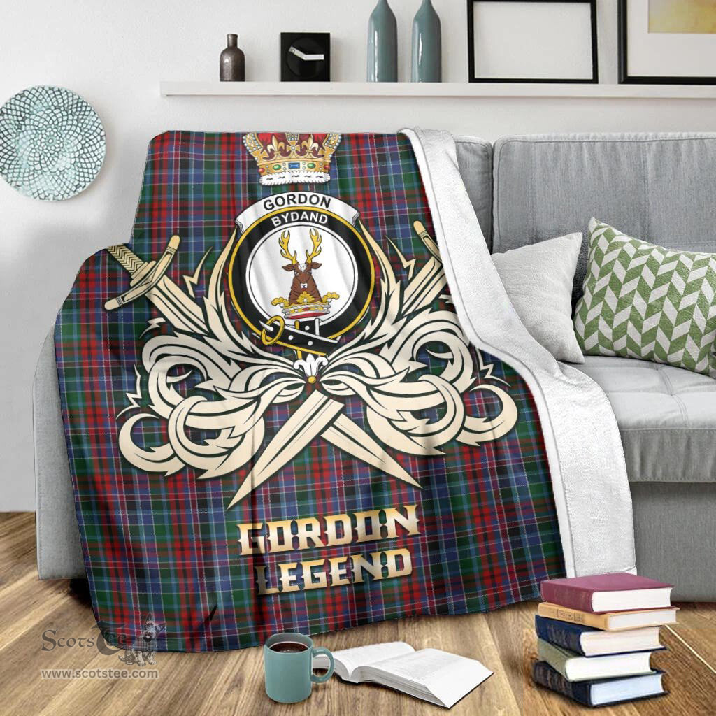 ScotsTee Shop Scottish Gordon Red Clan Crest Tartan Blanket The Golden Sword of Courageous Legacy Blanket
