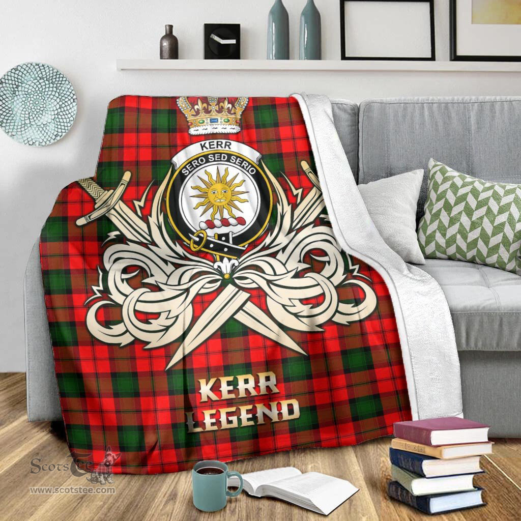 ScotsTee Shop Scottish Kerr Modern Clan Crest Tartan Blanket The Golden Sword of Courageous Legacy Blanket