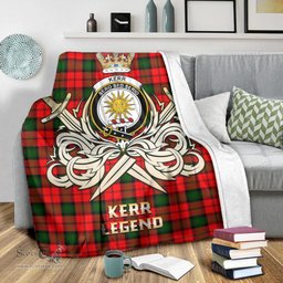 ScotsTee Shop Scottish Kerr Modern Clan Crest Tartan Blanket The Golden Sword of Courageous Legacy Blanket