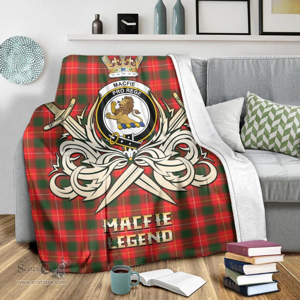 ScotsTee Shop Scottish MacFie Modern Clan Crest Tartan Blanket The Golden Sword of Courageous Legacy Blanket