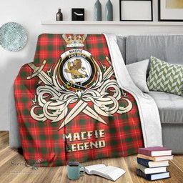 ScotsTee Shop Scottish MacFie Modern Clan Crest Tartan Blanket The Golden Sword of Courageous Legacy Blanket