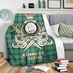 ScotsTee Shop Scottish Kennedy Ancient Clan Crest Tartan Blanket The Golden Sword of Courageous Legacy Blanket