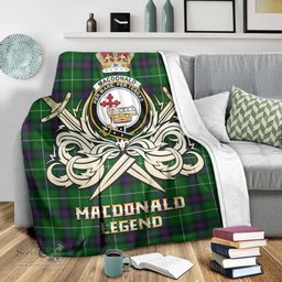 ScotsTee Shop Scottish MacDonald of The Isles Clan Crest Tartan Blanket The Golden Sword of Courageous Legacy Blanket