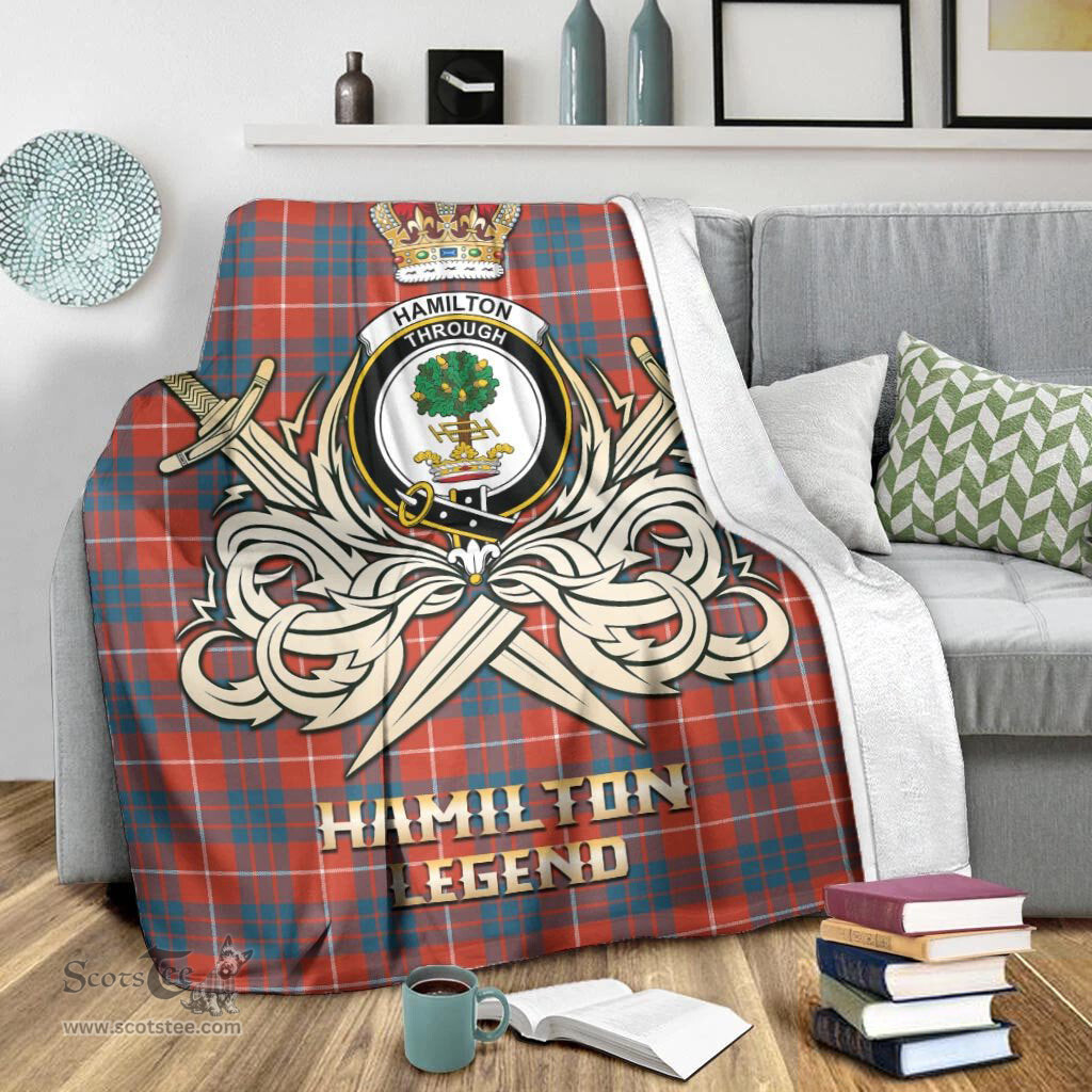 ScotsTee Shop Scottish Hamilton Ancient Clan Crest Tartan Blanket The Golden Sword of Courageous Legacy Blanket