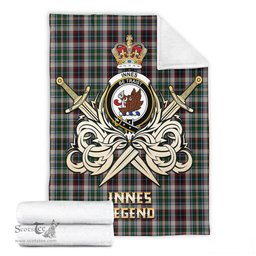 ScotsTee Shop Scottish Innes Dress Clan Crest Tartan Blanket The Golden Sword of Courageous Legacy Blanket