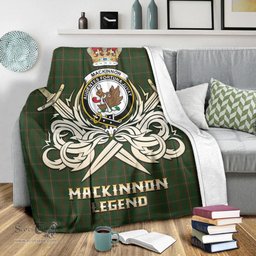 ScotsTee Shop Scottish MacKinnon Hunting Clan Crest Tartan Blanket The Golden Sword of Courageous Legacy Blanket