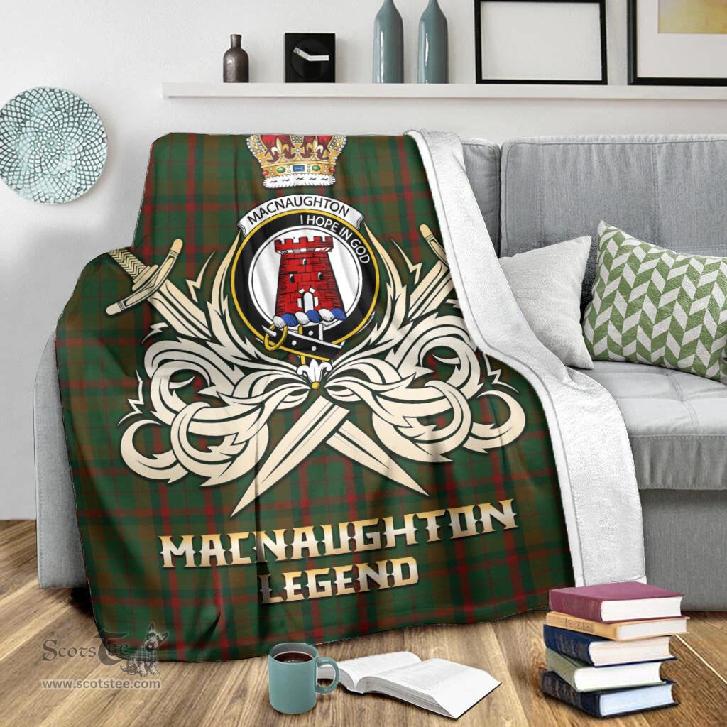 ScotsTee Shop Scottish Macnaughton Hunting Clan Crest Tartan Blanket The Golden Sword of Courageous Legacy Blanket
