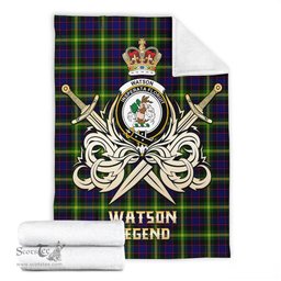 ScotsTee Shop Scottish Watson Modern Clan Crest Tartan Blanket The Golden Sword of Courageous Legacy Blanket