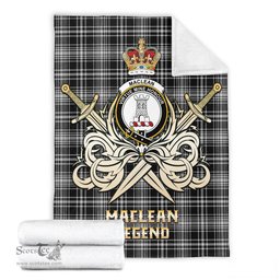 ScotsTee Shop Scottish MacLean Black and White Clan Crest Tartan Blanket The Golden Sword of Courageous Legacy Blanket