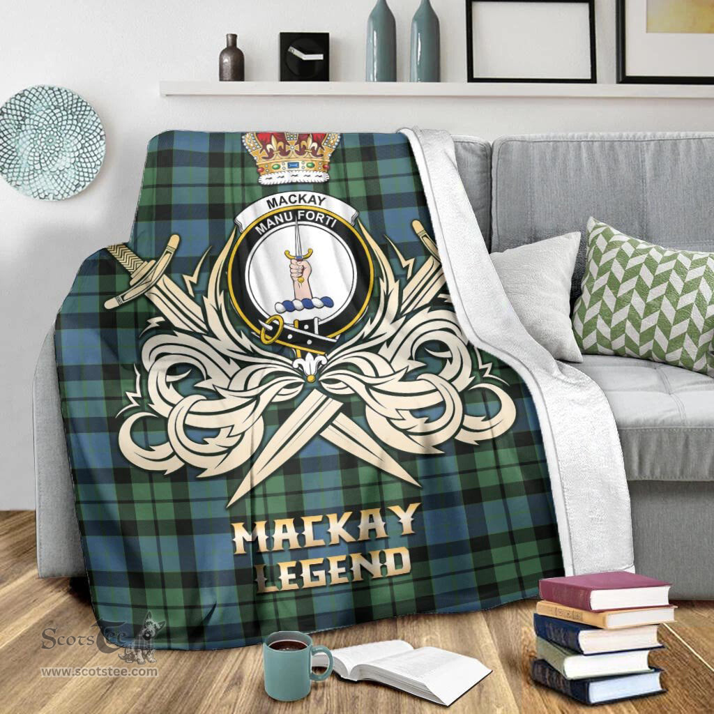 ScotsTee Shop Scottish MacKay Ancient Clan Crest Tartan Blanket The Golden Sword of Courageous Legacy Blanket
