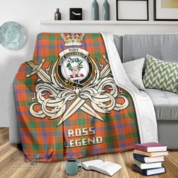 ScotsTee Shop Scottish Ross Ancient Clan Crest Tartan Blanket The Golden Sword of Courageous Legacy Blanket