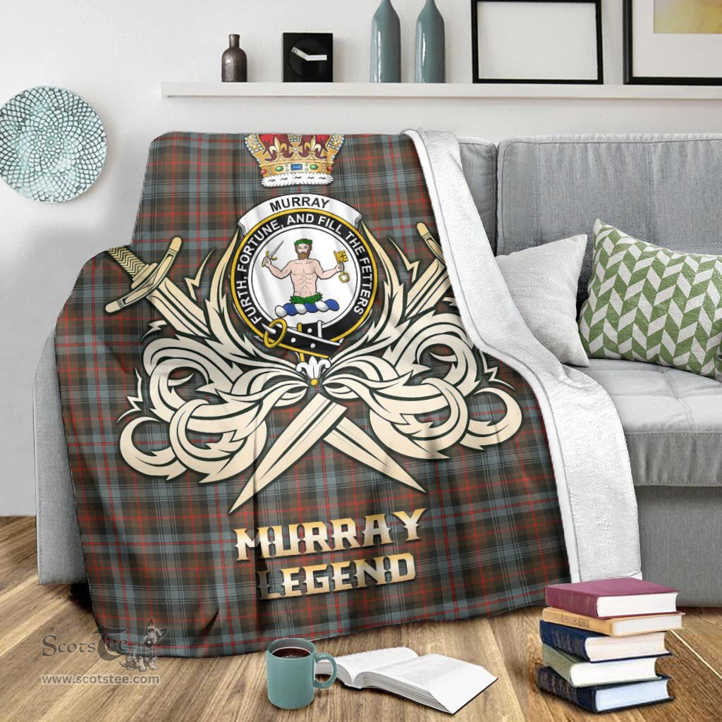 ScotsTee Shop Scottish Murray of Atholl Weathered Clan Crest Tartan Blanket The Golden Sword of Courageous Legacy Blanket