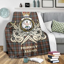ScotsTee Shop Scottish Murray of Atholl Weathered Clan Crest Tartan Blanket The Golden Sword of Courageous Legacy Blanket