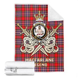 ScotsTee Shop Scottish MacFarlane Modern Clan Crest Tartan Blanket The Golden Sword of Courageous Legacy Blanket