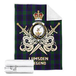 ScotsTee Shop Scottish Lumsden Green Clan Crest Tartan Blanket The Golden Sword of Courageous Legacy Blanket
