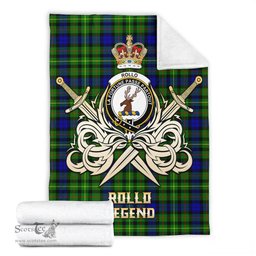 ScotsTee Shop Scottish Rollo Modern Clan Crest Tartan Blanket The Golden Sword of Courageous Legacy Blanket