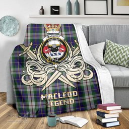 ScotsTee Shop Scottish MacLeod Of Californian Clan Crest Tartan Blanket The Golden Sword of Courageous Legacy Blanket