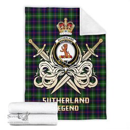 ScotsTee Shop Scottish Sutherland Modern Clan Crest Tartan Blanket The Golden Sword of Courageous Legacy Blanket
