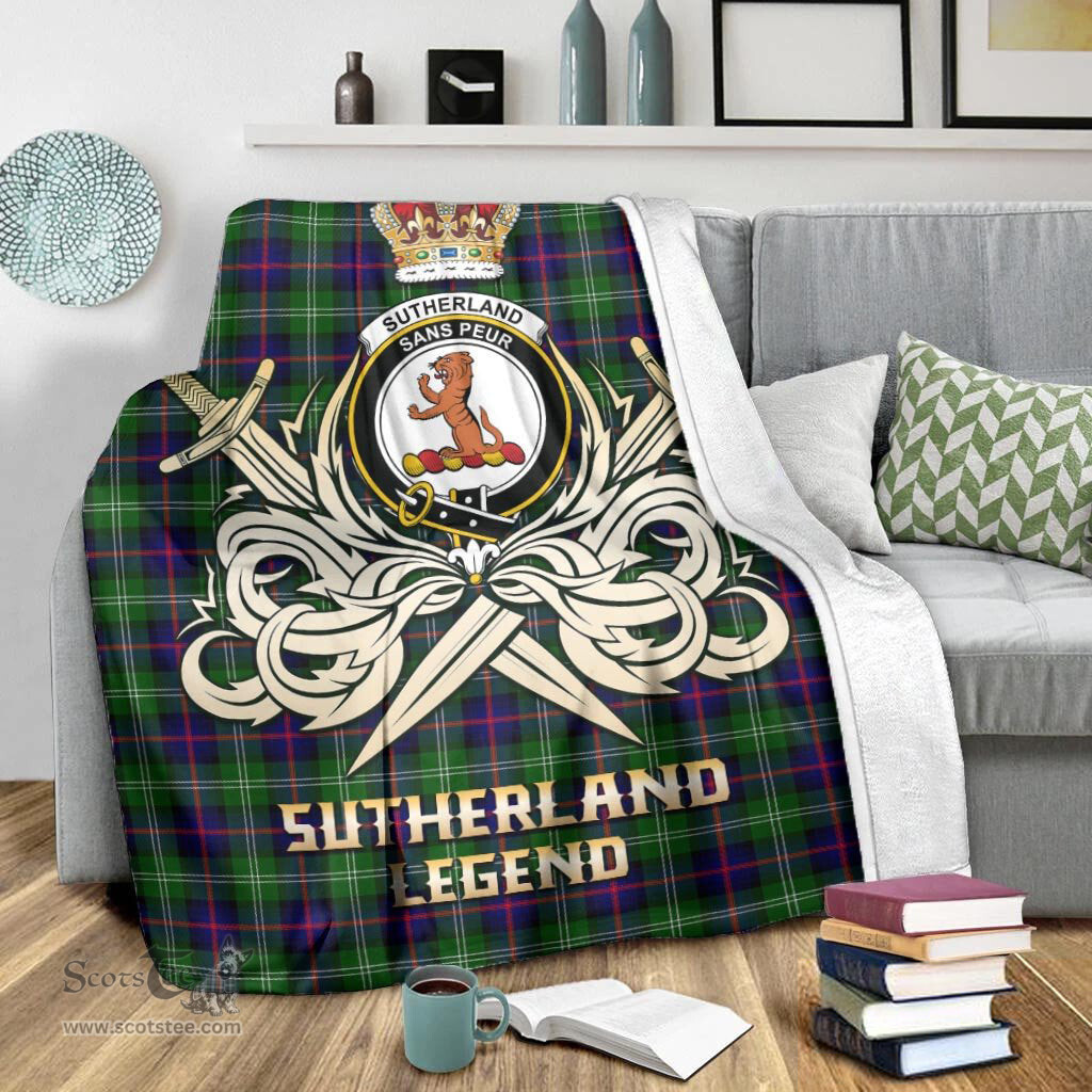 ScotsTee Shop Scottish Sutherland Modern Clan Crest Tartan Blanket The Golden Sword of Courageous Legacy Blanket