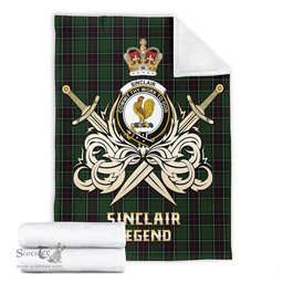 ScotsTee Shop Scottish Sinclair Hunting Clan Crest Tartan Blanket The Golden Sword of Courageous Legacy Blanket