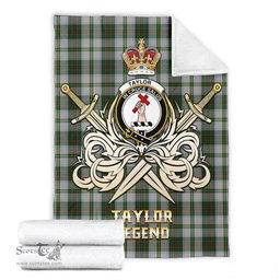 ScotsTee Shop Scottish Taylor Dress Clan Crest Tartan Blanket The Golden Sword of Courageous Legacy Blanket