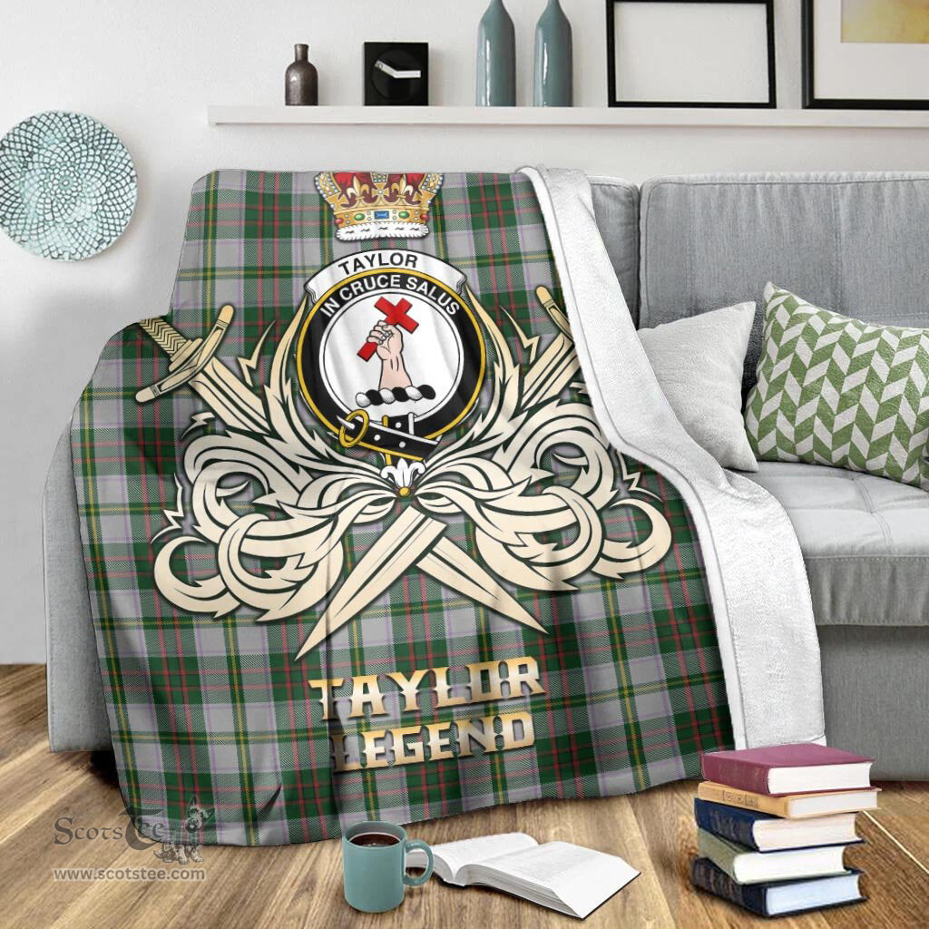 ScotsTee Shop Scottish Taylor Dress Clan Crest Tartan Blanket The Golden Sword of Courageous Legacy Blanket