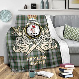 ScotsTee Shop Scottish Taylor Dress Clan Crest Tartan Blanket The Golden Sword of Courageous Legacy Blanket