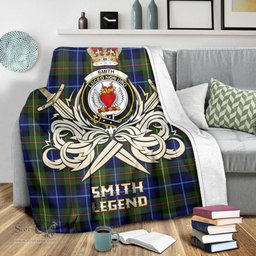 ScotsTee Shop Scottish Smith Modern Clan Crest Tartan Blanket The Golden Sword of Courageous Legacy Blanket