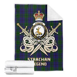 ScotsTee Shop Scottish Strachan Clan Crest Tartan Blanket The Golden Sword of Courageous Legacy Blanket