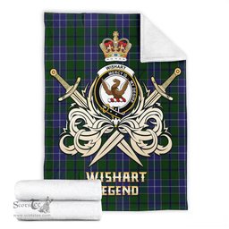 ScotsTee Shop Scottish Wishart Hunting Clan Crest Tartan Blanket The Golden Sword of Courageous Legacy Blanket