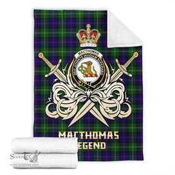 ScotsTee Shop Scottish MacThomas Modern Clan Crest Tartan Blanket The Golden Sword of Courageous Legacy Blanket
