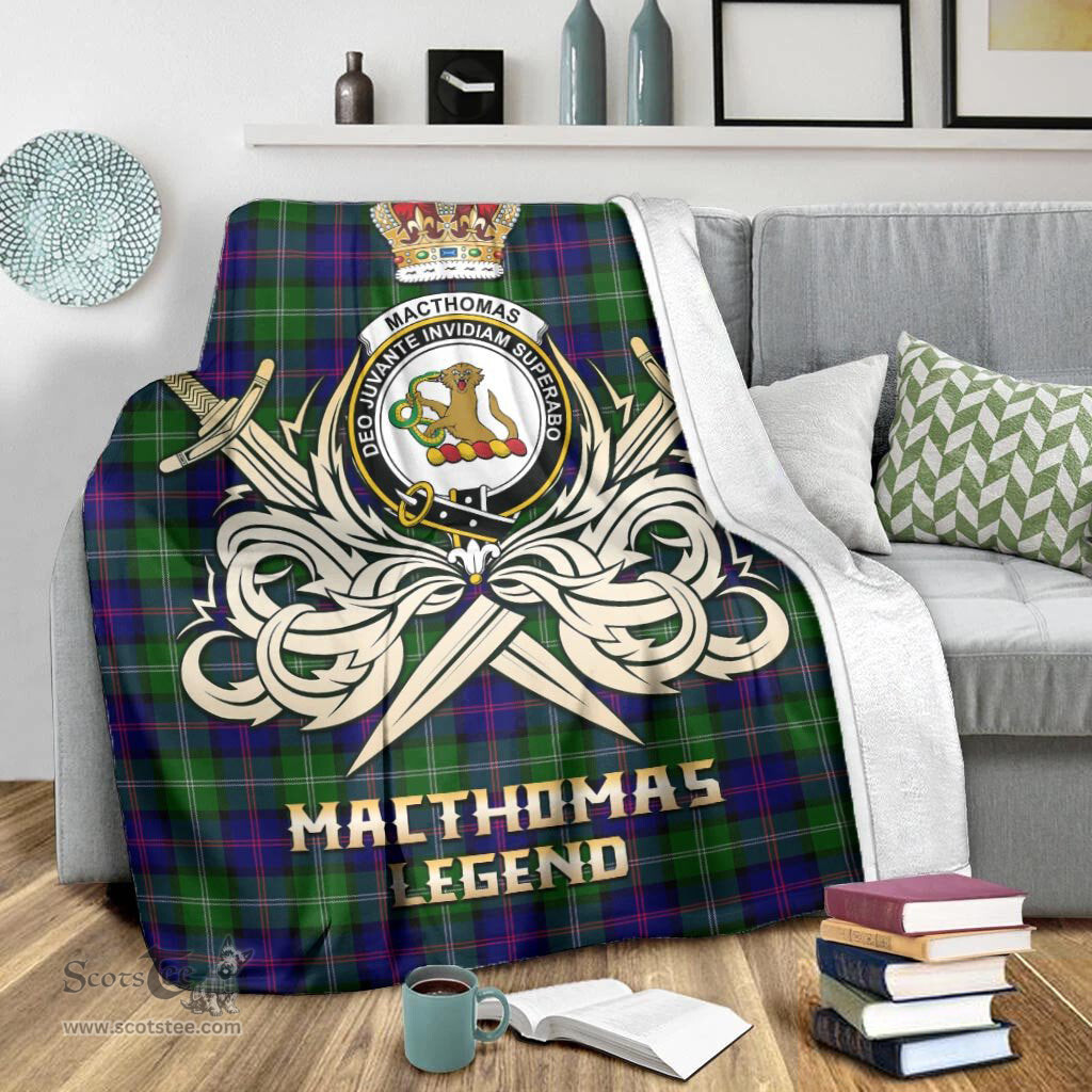 ScotsTee Shop Scottish MacThomas Modern Clan Crest Tartan Blanket The Golden Sword of Courageous Legacy Blanket