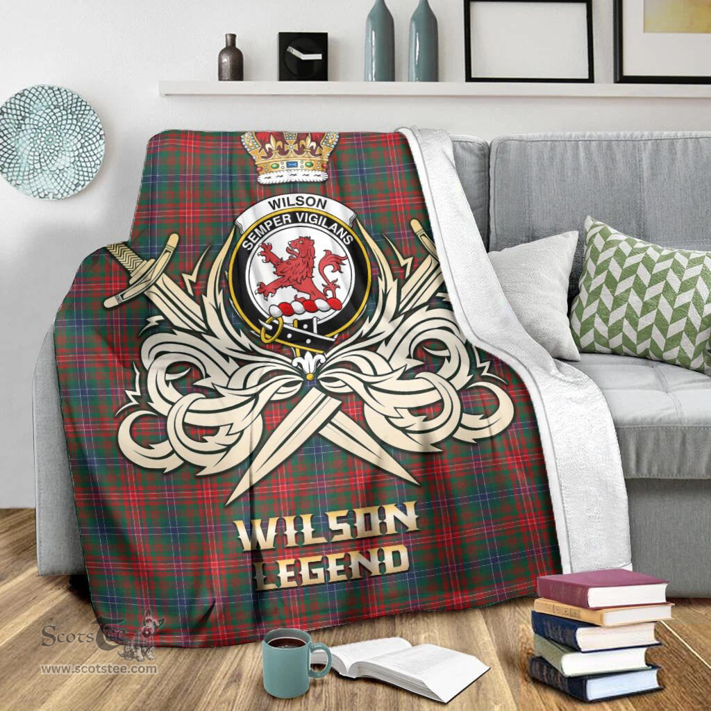 ScotsTee Shop Scottish Wilson Modern Clan Crest Tartan Blanket The Golden Sword of Courageous Legacy Blanket