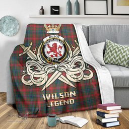 ScotsTee Shop Scottish Wilson Modern Clan Crest Tartan Blanket The Golden Sword of Courageous Legacy Blanket