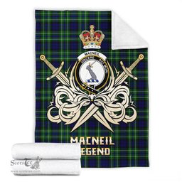 ScotsTee Shop Scottish MacNeil of Colonsay Modern Clan Crest Tartan Blanket The Golden Sword of Courageous Legacy Blanket