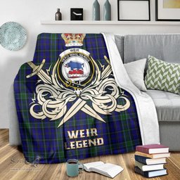 ScotsTee Shop Scottish Weir Clan Crest Tartan Blanket The Golden Sword of Courageous Legacy Blanket