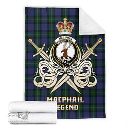 ScotsTee Shop Scottish MacPhail Hunting Clan Crest Tartan Blanket The Golden Sword of Courageous Legacy Blanket
