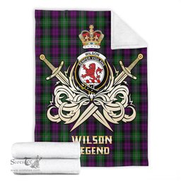 ScotsTee Shop Scottish Wilson Clan Crest Tartan Blanket The Golden Sword of Courageous Legacy Blanket