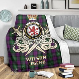 ScotsTee Shop Scottish Wilson Clan Crest Tartan Blanket The Golden Sword of Courageous Legacy Blanket