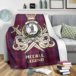 ScotsTee Shop Scottish McCall (Caithness) Clan Crest Tartan Blanket The Golden Sword of Courageous Legacy Blanket
