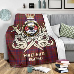 ScotsTee Shop Scottish MacLeod Red Clan Crest Tartan Blanket The Golden Sword of Courageous Legacy Blanket