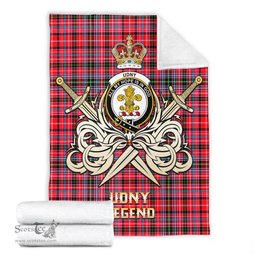 ScotsTee Shop Scottish Udny Clan Crest Tartan Blanket The Golden Sword of Courageous Legacy Blanket