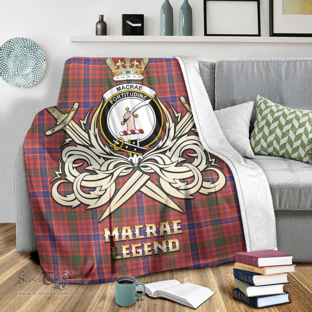 ScotsTee Shop Scottish MacRae Ancient Clan Crest Tartan Blanket The Golden Sword of Courageous Legacy Blanket
