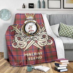 ScotsTee Shop Scottish MacRae Ancient Clan Crest Tartan Blanket The Golden Sword of Courageous Legacy Blanket